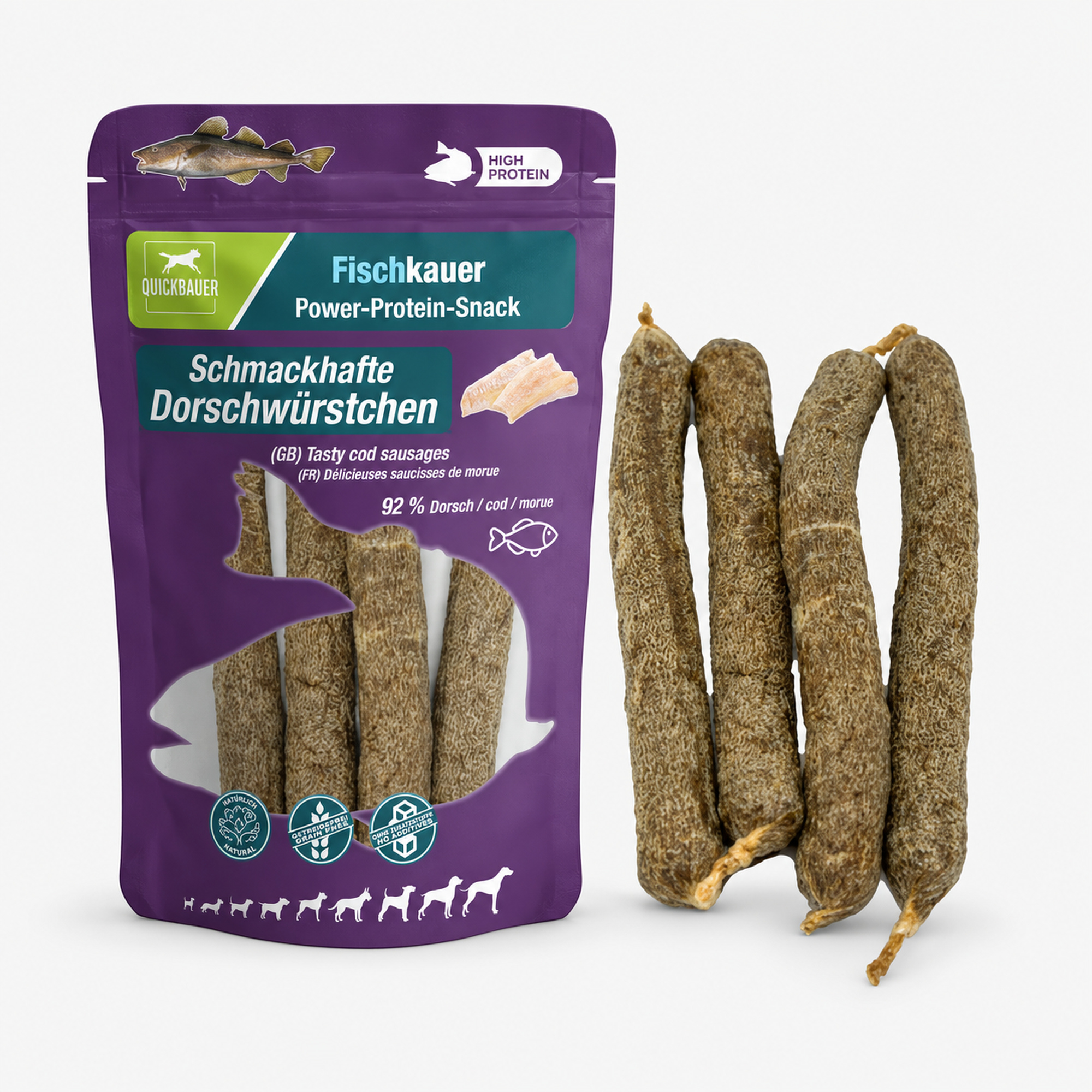 DAUERKAUER Fischkauer Dorschwürstchen WOLTERS cat & dog GmbH