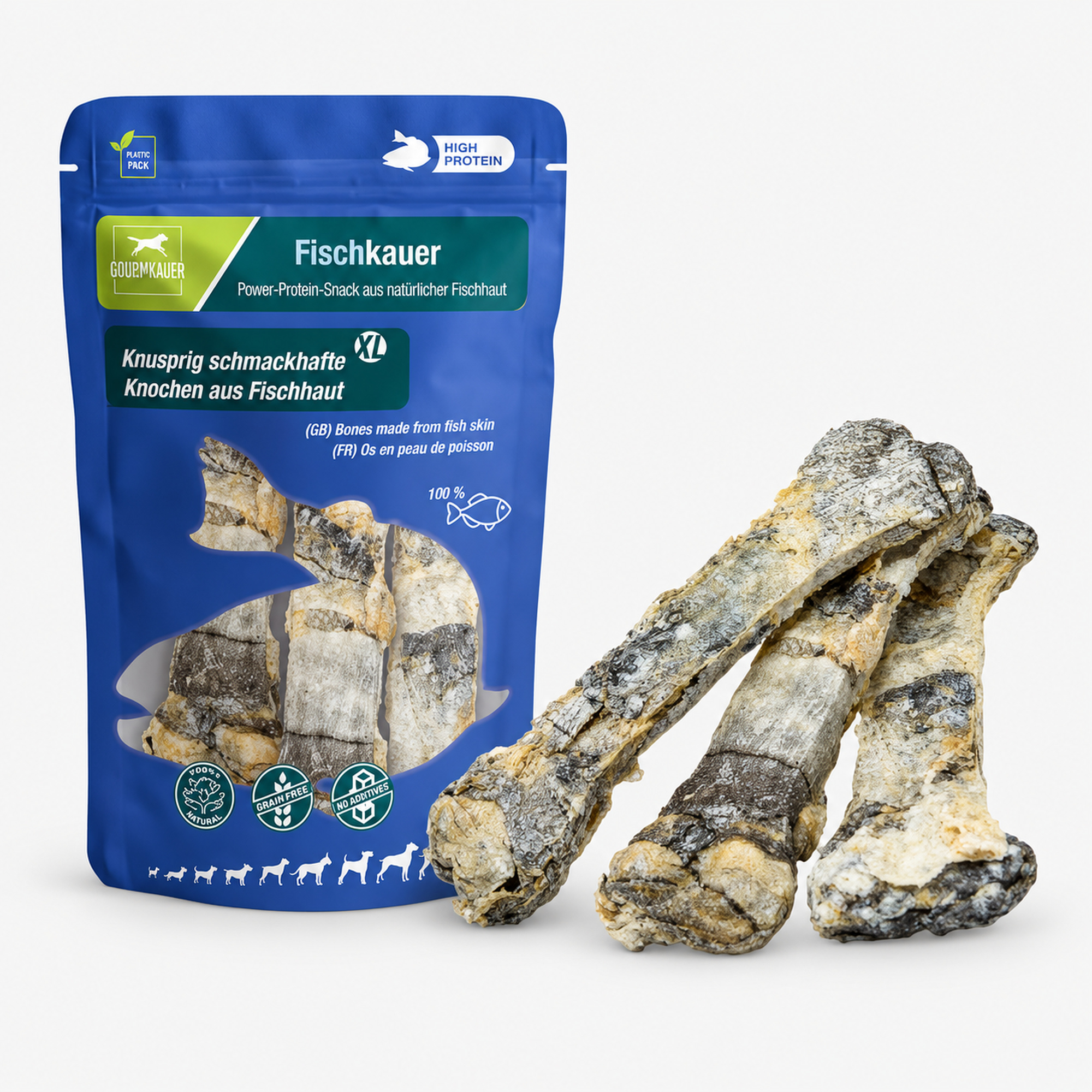 DAUERKAUER Fischkauer XL Fischhaut Knochen WOLTERS cat & dog GmbH